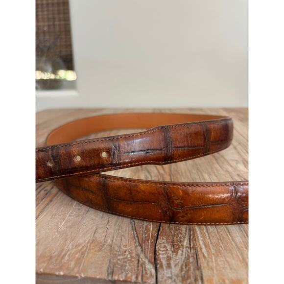 VTG Brighton Onyx 1998 Brown Alpine Croco Alligator Leather Belt Size 43 - Picture 4 of 7